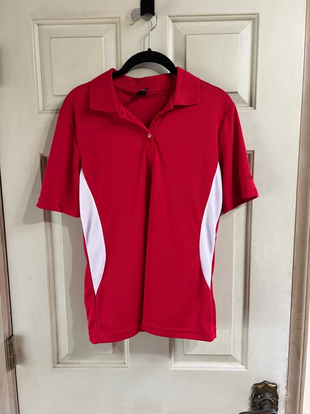Reebok Red and White Short Sleeve Polo Tee